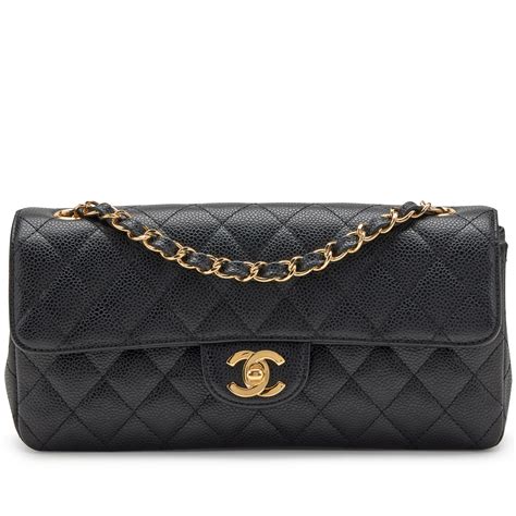 chanel caviar quilted east west flap black